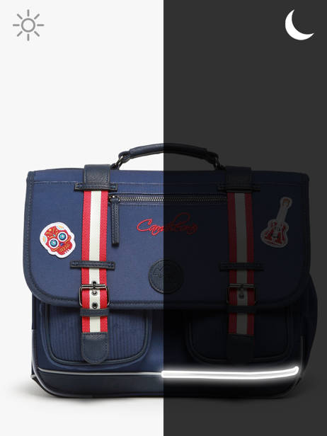 3-compartment Satchel Cameleon Blue vintage family boulanger CA41 other view 7