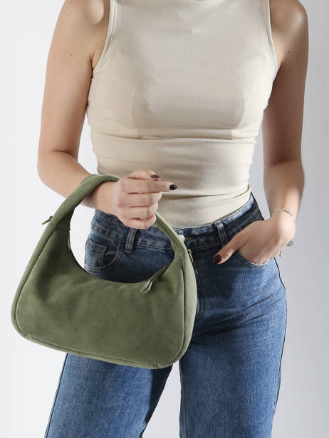 Handbag Velvet Leather Milano Green velvet VE24114 other view 1