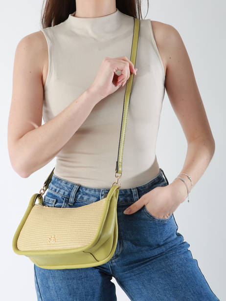 Shoulder Bag Raphia Raphia Lulu castagnette Green raphia YASSIR other view 1
