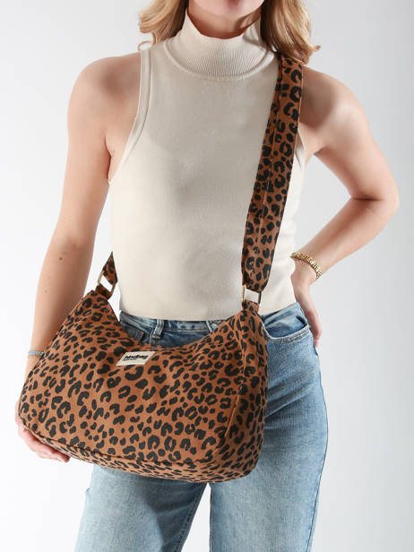 Sac Porté épaule Leopard Polyester Hindbag Marron leopard LE vue secondaire 1