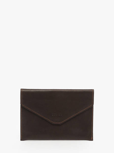Leather Passport Holder Oil Etrier Brown oil EOIL054
