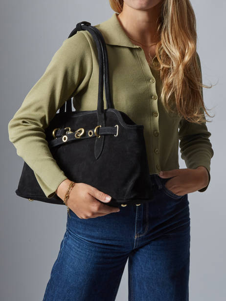 Sac Porté épaule Velvet Cuir Milano Noir velvet VE260610 vue secondaire 1