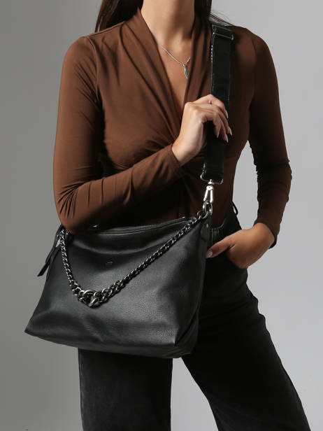 Sac Bandoulière Vintage Cuir Mila louise Noir vintage 3822C vue secondaire 1