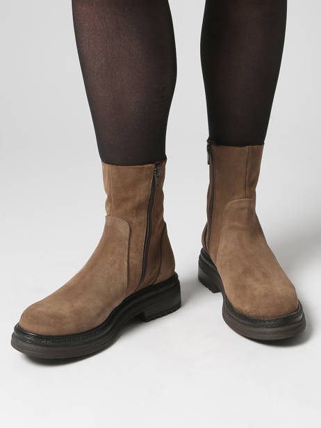 Bottines En Cuir Aliwell Marron women A0407 vue secondaire 1