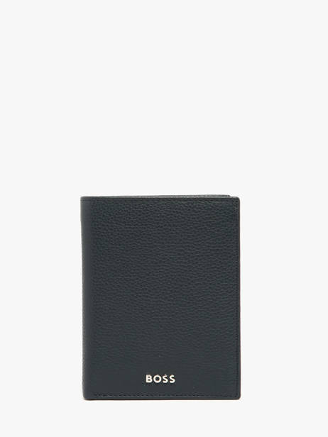 Portefeuille Porte-monnaie Cuir Hugo boss Bleu grained HLO416N