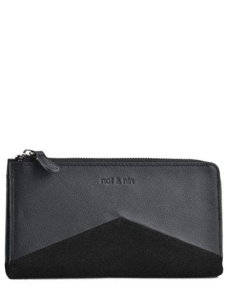 Portefeuille Cuir Nat et nin Noir vintage LINN