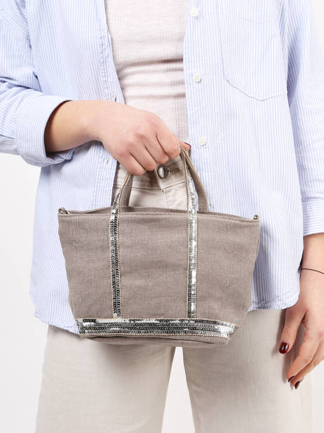 Sac Bandoulière Baby Cabas Lin Paillettes Vanessa bruno Gris cabas lin 31V40410 vue secondaire 1